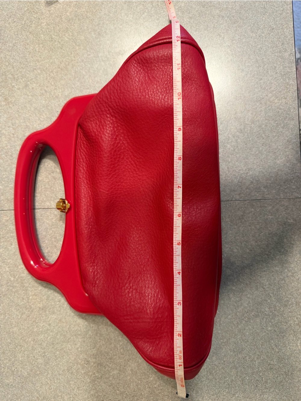 Vintage Sonia Rykiel Red Handheld Leather Kisslock Pouch/Clutch - Picture 11 of 14